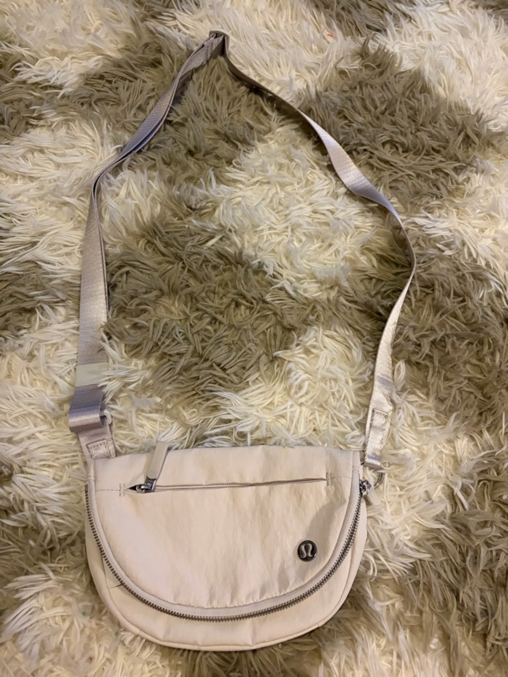 Lululemon Ivory Crescent Crossbody Bag Adjustable Strap Zipper Accents